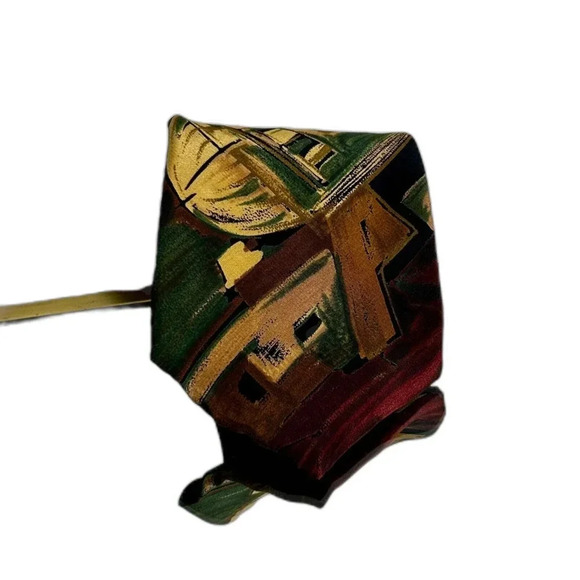 Oscar de la Renta neckwear abstract black red 100% silk tie necktie made in USA - Picture 2 of 10